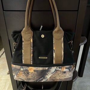 Legendary Whitetails Black and Brown Camouflage Tote traveler bag